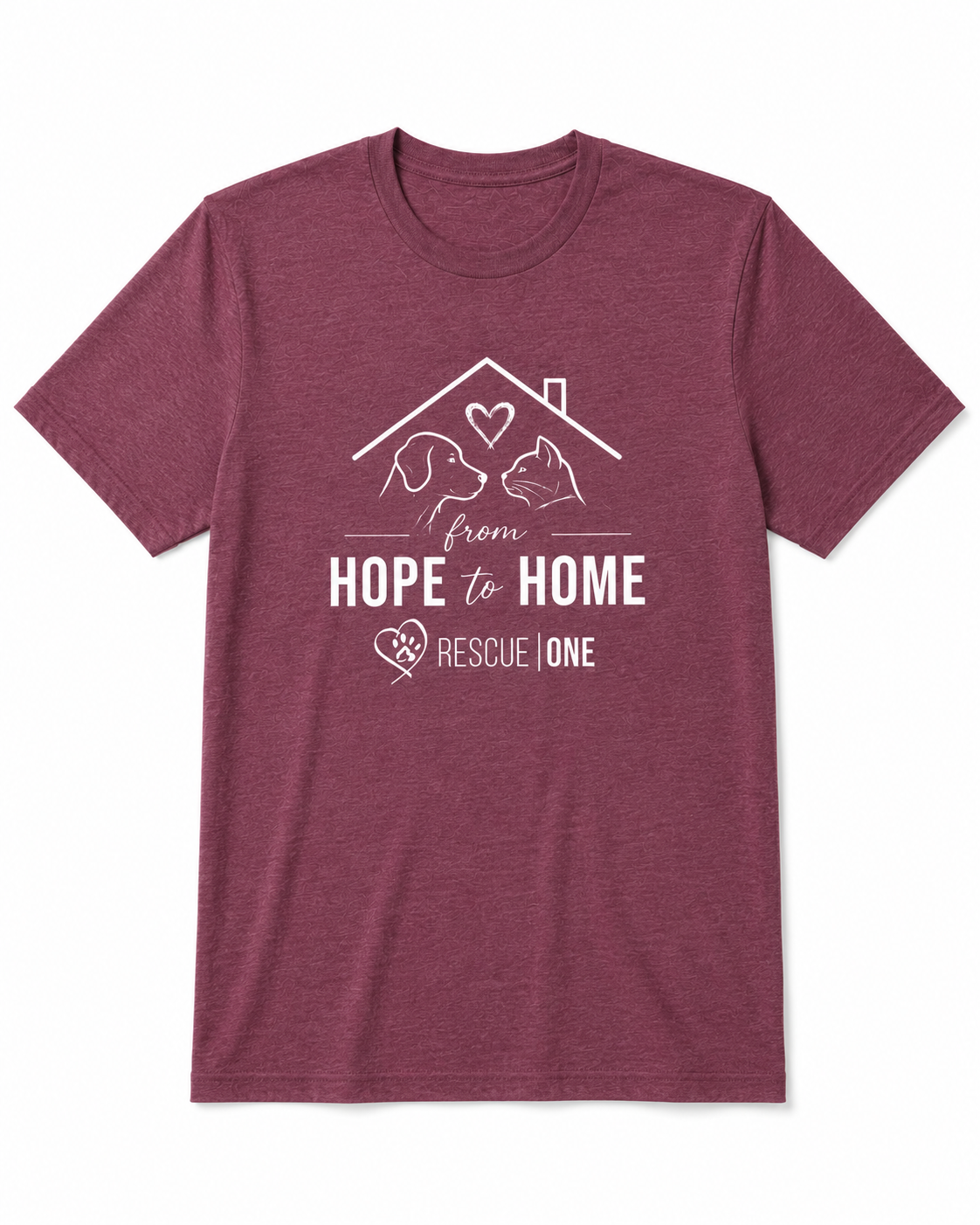 From Hope To Home T-Shirt - Heather Maroon -PRE ORDER ONLY